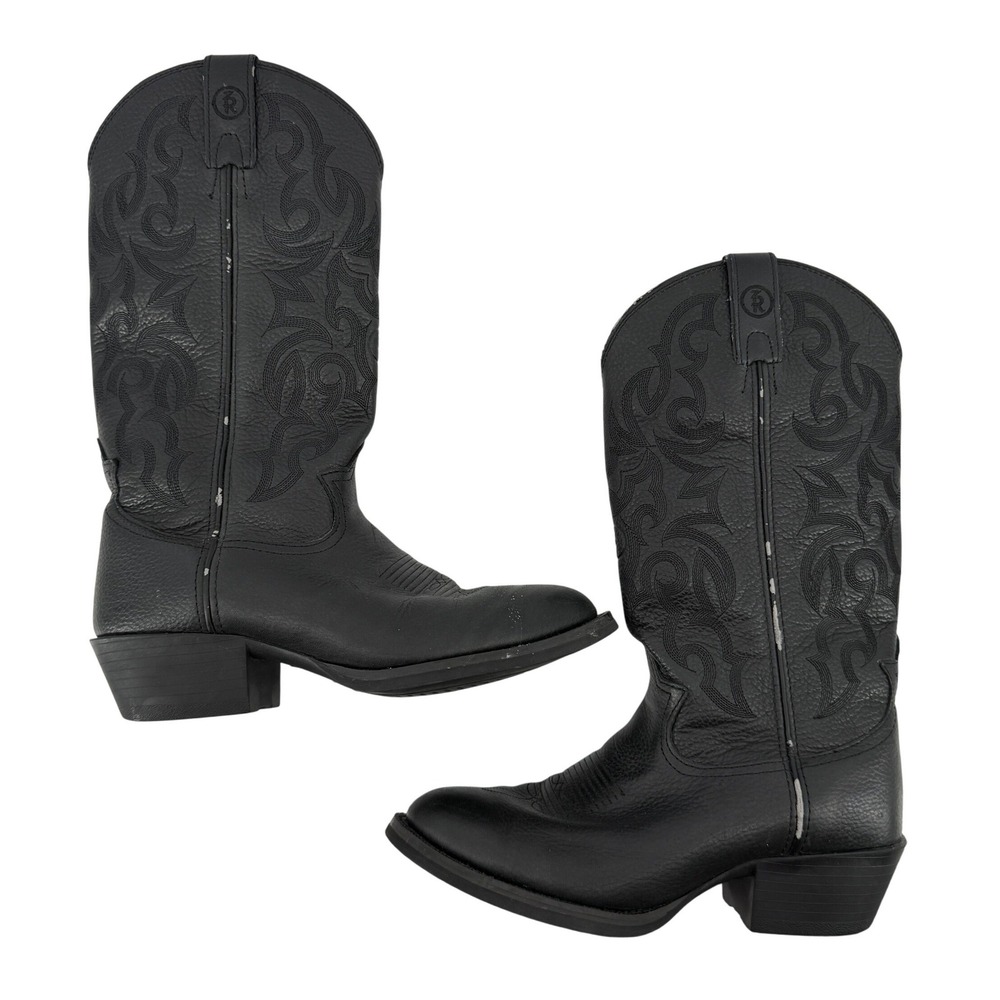 Tony Lama 3R Buckaroo Western Cowboy Boots Black Deertan Leather Men 7D RR4002 - Picture 7 of 12